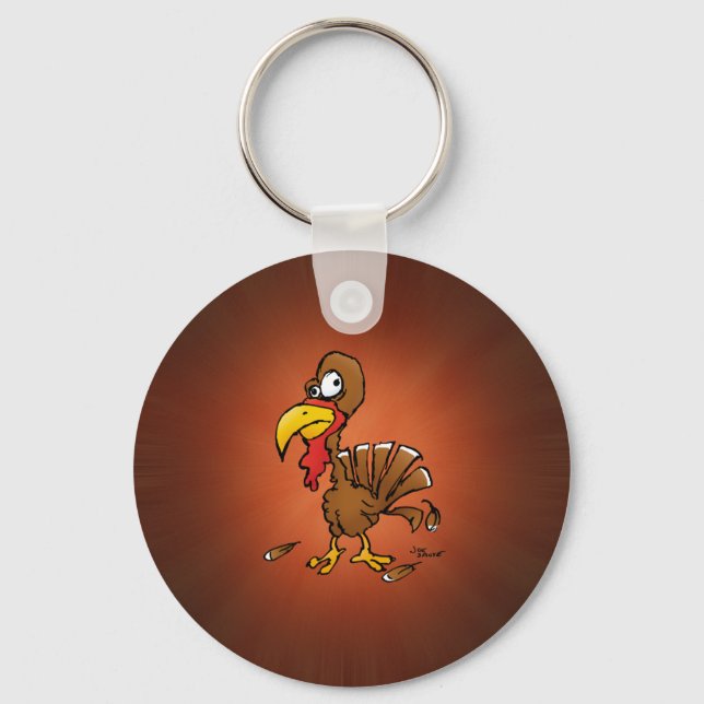 Funny Derp Turkey Cartoon Key Ring (Front)