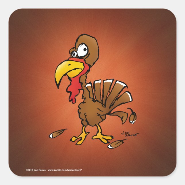 Funny Derp Turkey Cartoon Square Sticker (Front)