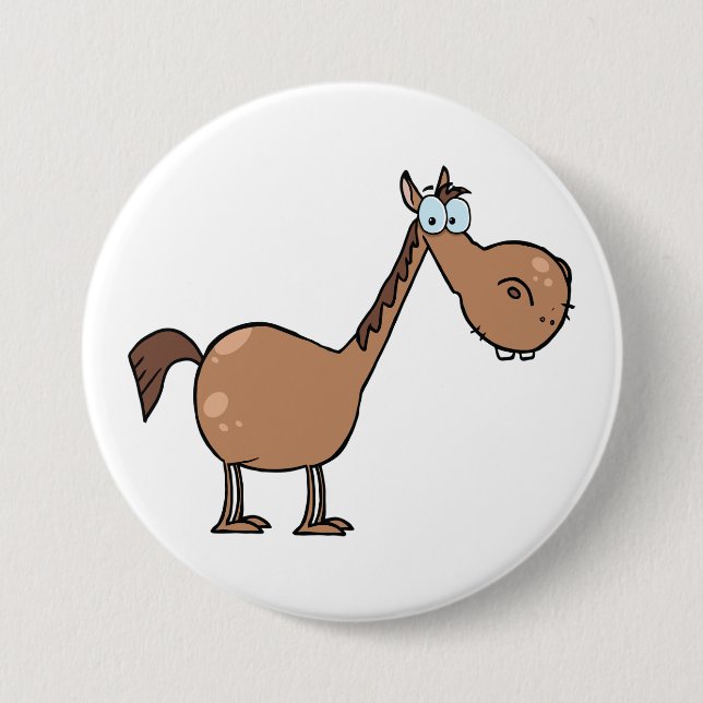 Funny Derpy Horse Silly Brown Stallion 7.5 Cm Round Badge (Front)