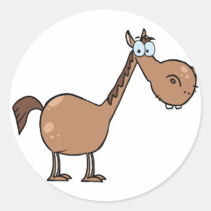 Funny Derpy Horse Silly Brown Stallion Classic Round Sticker