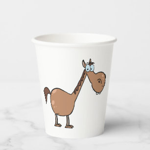 Funny Derpy Horse Silly Brown Stallion Paper Cups