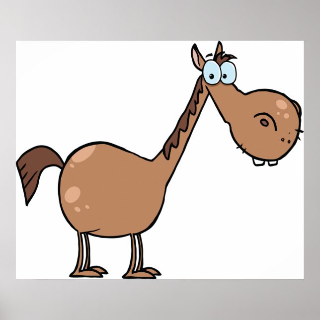 Funny Derpy Horse Silly Brown Stallion Poster (Front)