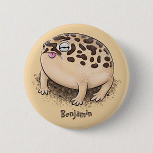 Funny desert rain frog cartoon illustration 6 cm round badge
