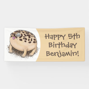 Funny desert rain frog cartoon illustration banner