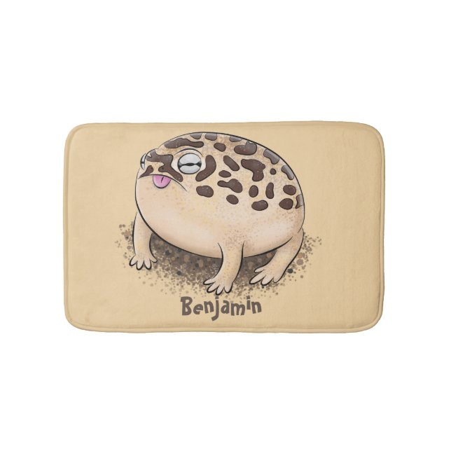 Funny desert rain frog cartoon illustration bath mat (Front)