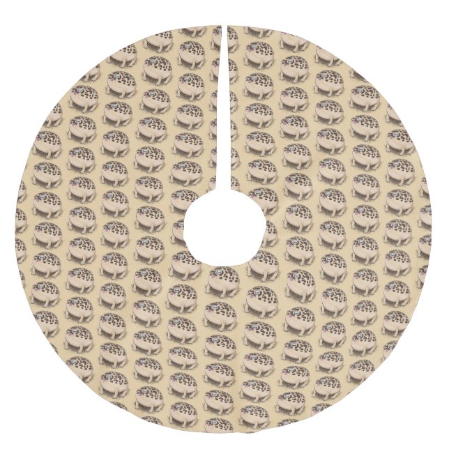 Funny desert rain frog cartoon illustration brushed polyester tree skirt (Front)