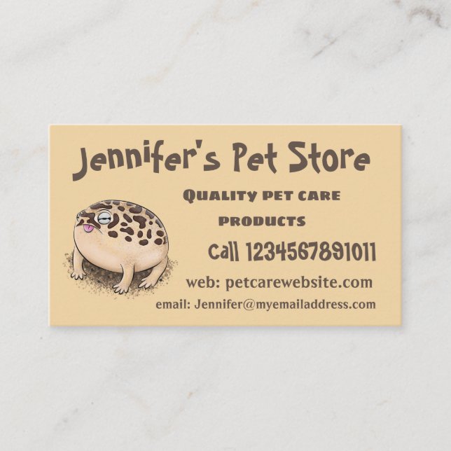 Funny desert rain frog cartoon illustration business card (Front)
