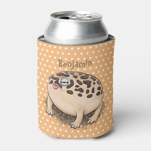 Funny desert rain frog cartoon illustration can cooler (Can Front)