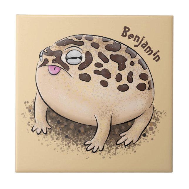 Funny desert rain frog cartoon illustration ceramic tile (Front)