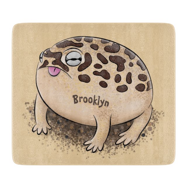 Funny desert rain frog cartoon illustration cutting board (Front)