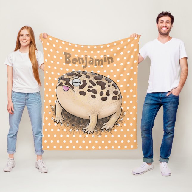 Funny desert rain frog cartoon illustration fleece blanket (In Situ)