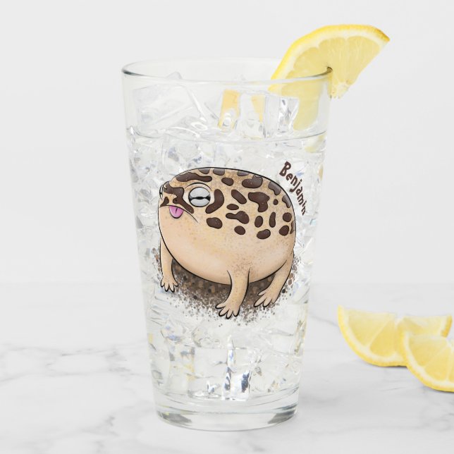 Funny desert rain frog cartoon illustration glass (Back Ice)