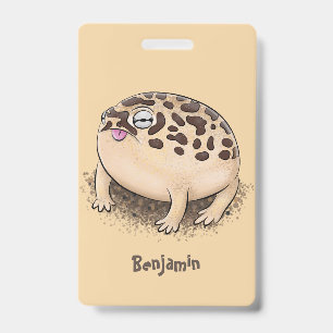 Funny desert rain frog cartoon illustration ID badge