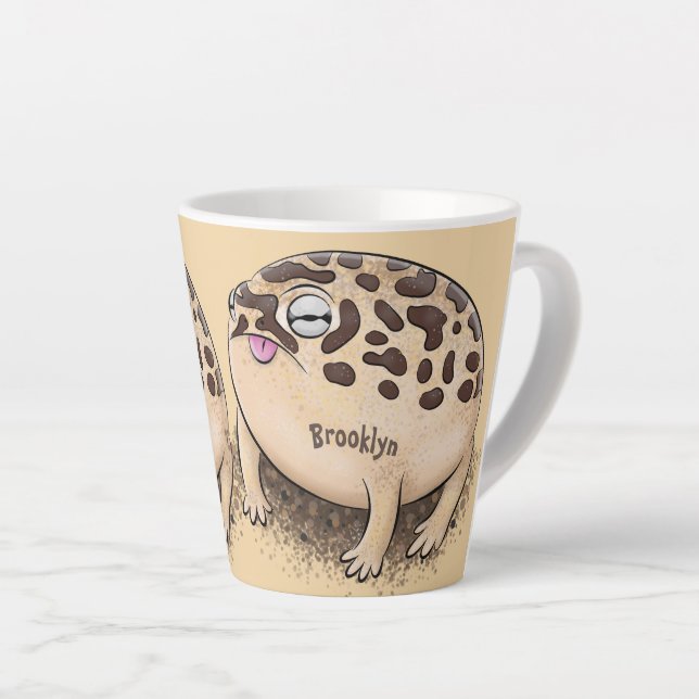 Funny desert rain frog cartoon illustration latte mug (Right Angle)