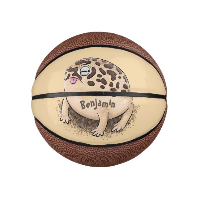 Funny desert rain frog cartoon illustration mini basketball (Front)