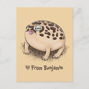 Funny desert rain frog cartoon illustration postcard
