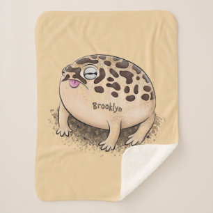 Funny desert rain frog cartoon illustration  sherpa blanket