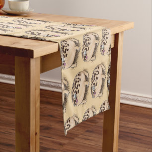 Funny desert rain frog cartoon illustration short table runner