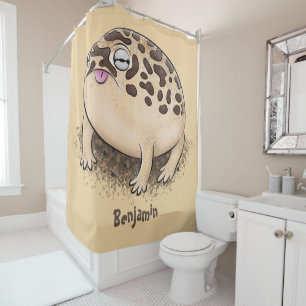 Funny desert rain frog cartoon illustration shower curtain