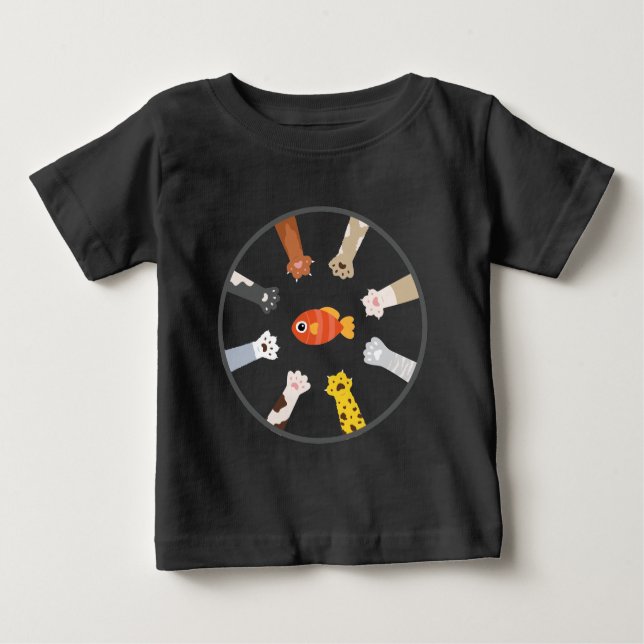 Funny Design Cats Game To Catch Fish  Baby T-Shirt (Front)