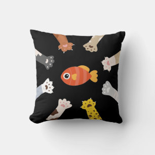 Funny Design Cats Game To Catch Fish Cushion
