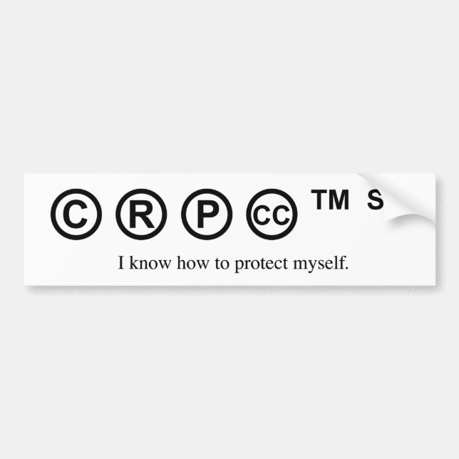 Funny design - I know how to protect myself ©, Bumper Sticker (Front)