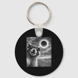 Funny Design Raccoon Selfie Solar Eclipse Animal Key Ring