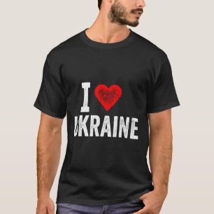 Funny Design Retro I Love Ukraine With A Red Heart T-Shirt