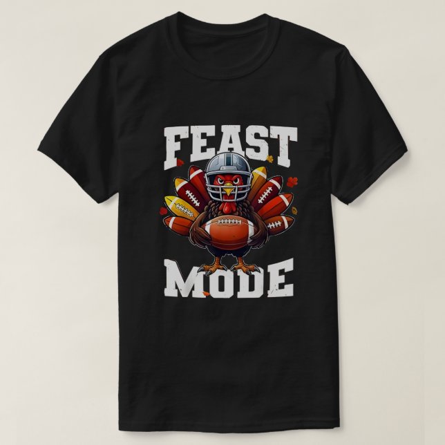Funny Design Turkey Feast Mode Fall Men Women kids T-Shirt (Design Front)