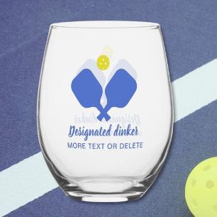 Funny Designated Dinker Personalised Pickleball Stemless Wine Glass