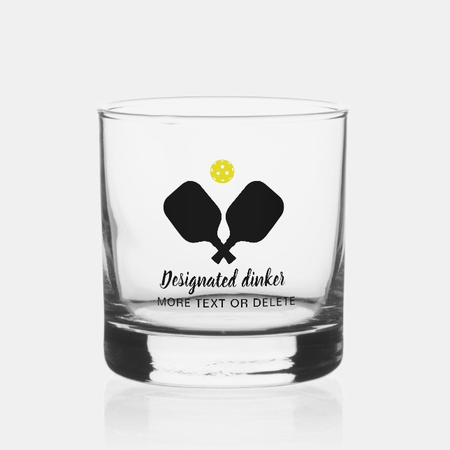 Funny Designated Dinker Personalised Pickleball Whiskey Glass (Front)