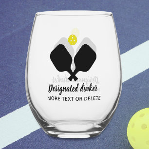 Funny Designated Dinker Personalized Pickleball Stemless Wine Glass