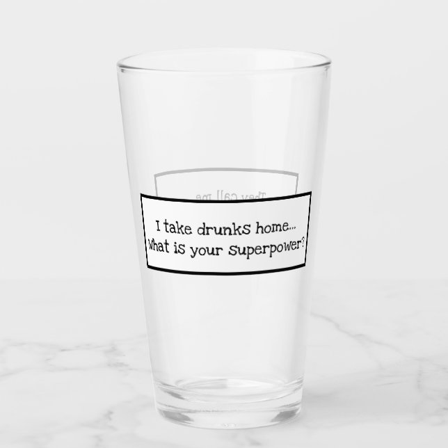 Funny Designated Driver Superhero Typography Glass (Front)
