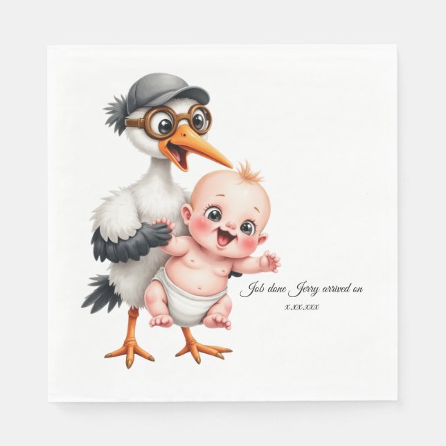 Funny designed paper napkins baby shower adjust  (Front)