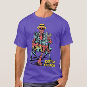Funny Destin Florida Beach Skeleton Sunburn Souven T-Shirt