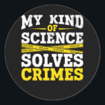 Funny Detective Forensic Science Crime Solver Classic Round Sticker<br><div class="desc">Funny Detective Forensic Science Crime Solver.</div>
