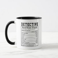 Funny Detective Nutrition Facts Employee Staff 