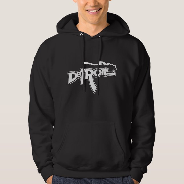 Funny Detroit Smoking Gun (AK version) Hoodie (Front)
