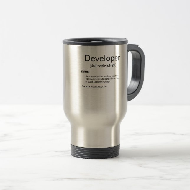 Funny Developers Gift Developer Definition Gift Travel Mug (Front Right)