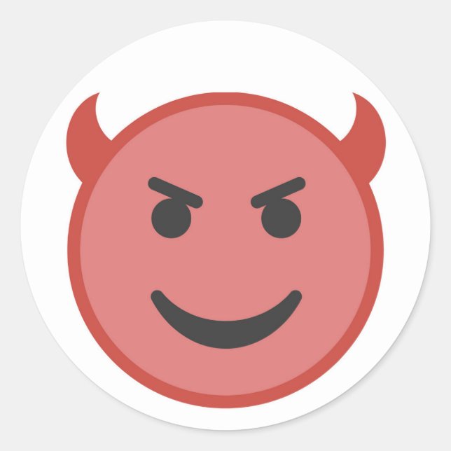 Funny Devil Emoji Red Smile Classic Round Sticker (Front)