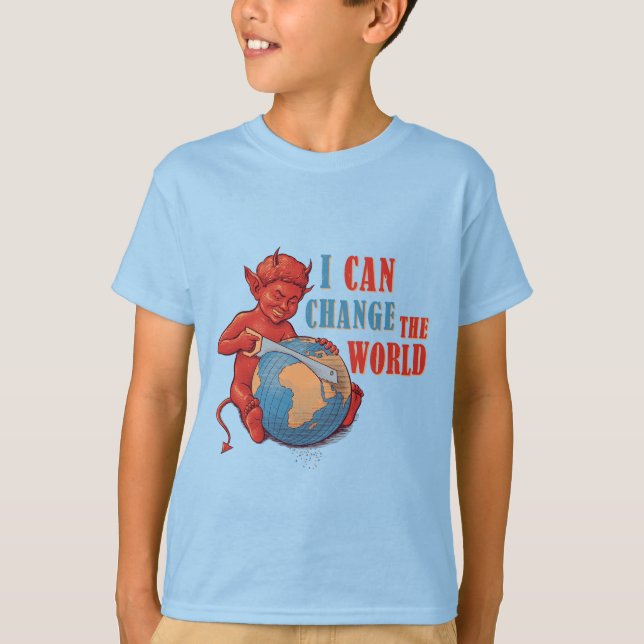 Funny Devil Kid “I Can Change the World” T-Shirt (Front)