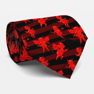Funny devil tiled pattern tie