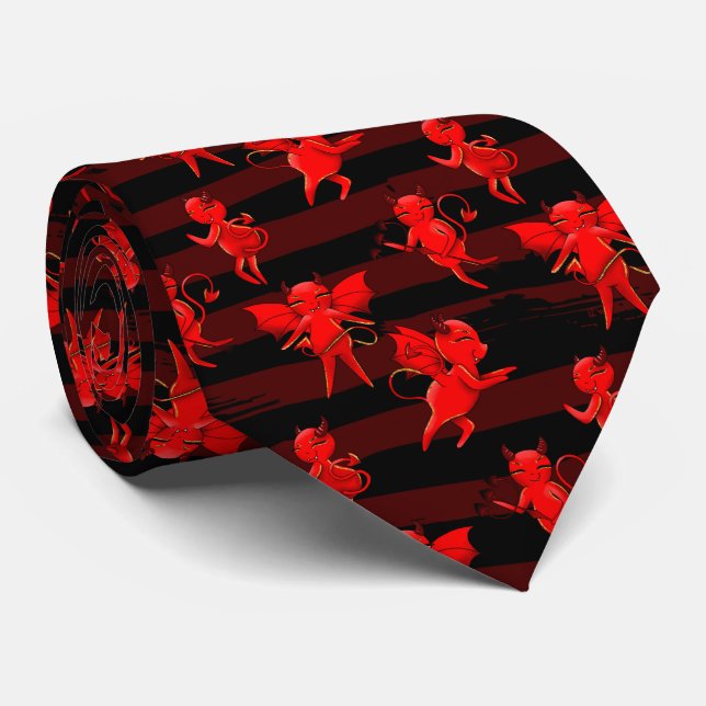 Funny devil tiled pattern tie (Rolled)