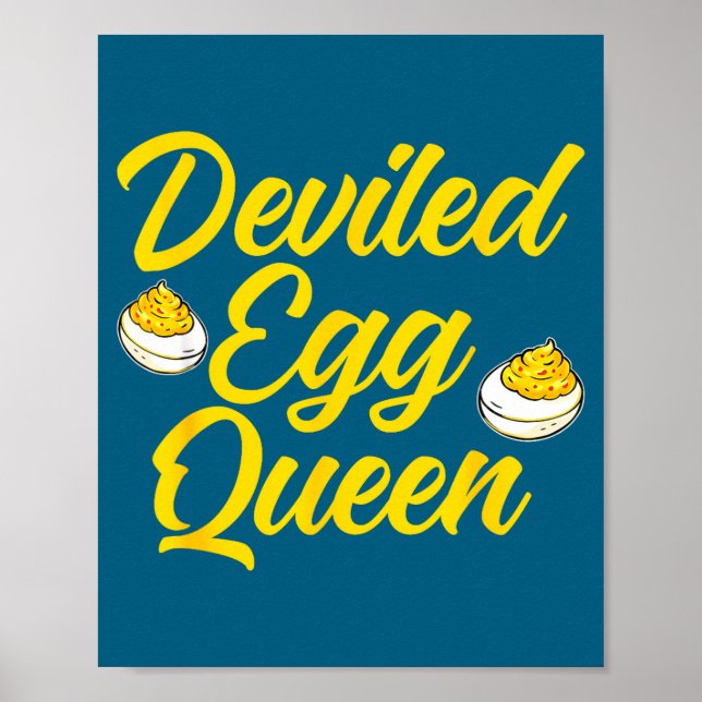 Funny Deviled Egg Queen Retro Kitchen Poster (Front)