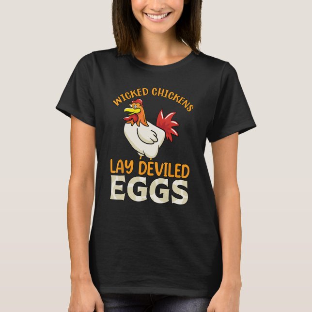 Funny Deviled Eggs Chickens Lover Farmer Halloween T-Shirt (Front)
