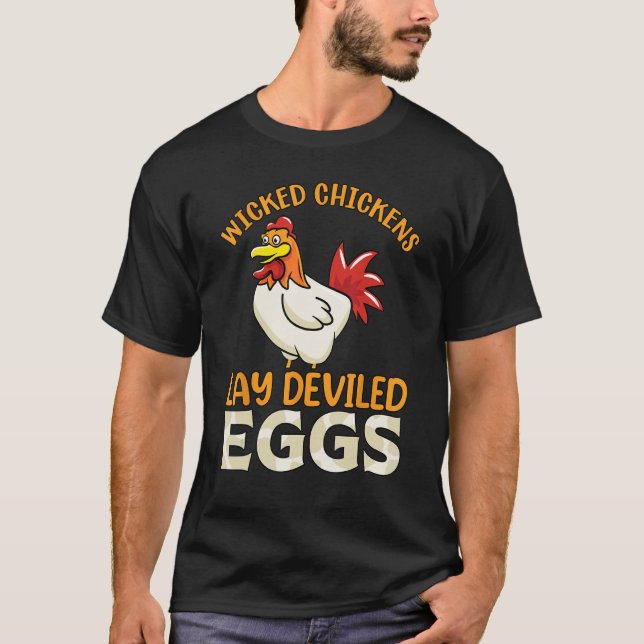 Funny Deviled Eggs Chickens Lover Farmer Halloween T-Shirt (Front)