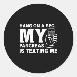 Funny Diabetes Hang On A Second My Pancreas Is Tex Classic Round Sticker