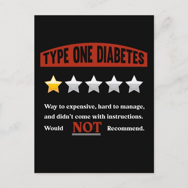 Funny Diabetes Joke Diabetic Humor Postcard (Front)