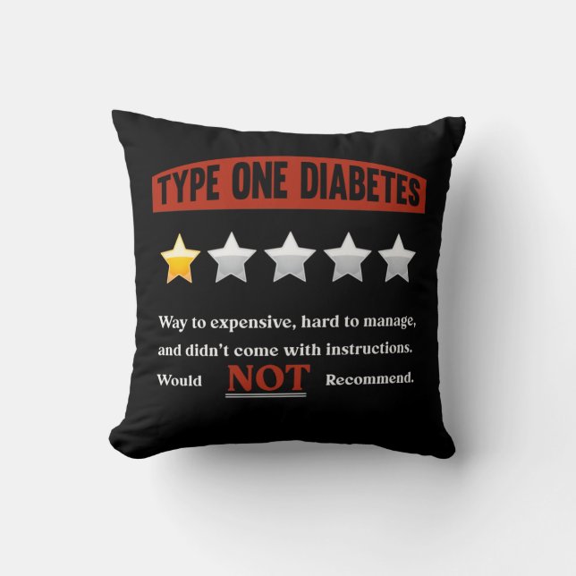 Funny Diabetes Joke Diabetic Humour Cushion (Front)