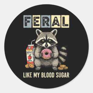 Funny Diabetes Raccoon Humor Type One Insulin Joke Classic Round Sticker